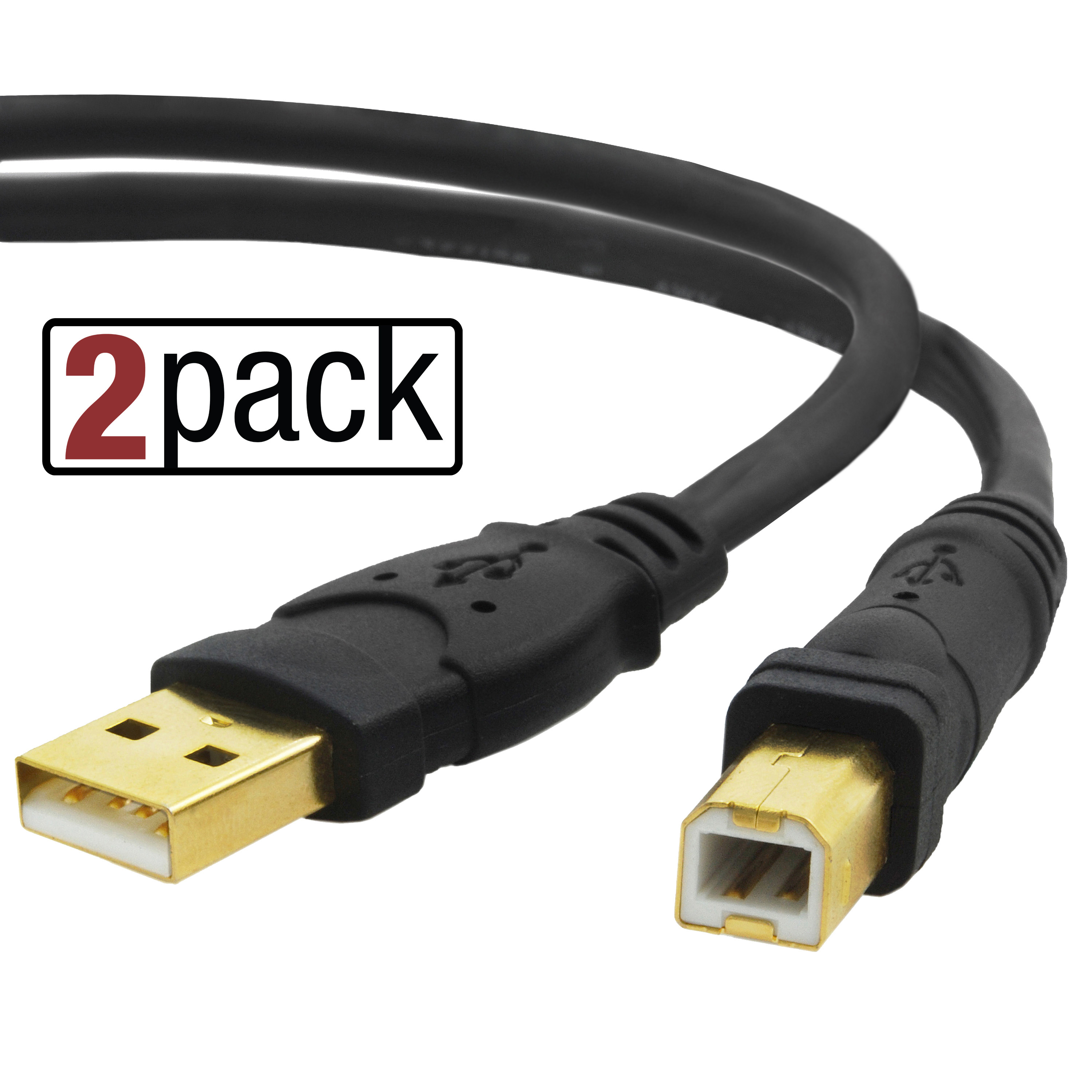 Shop New USB 2.0 - A Male To B Male Cable - High-Speed (10 Feet) 2 Pack ...