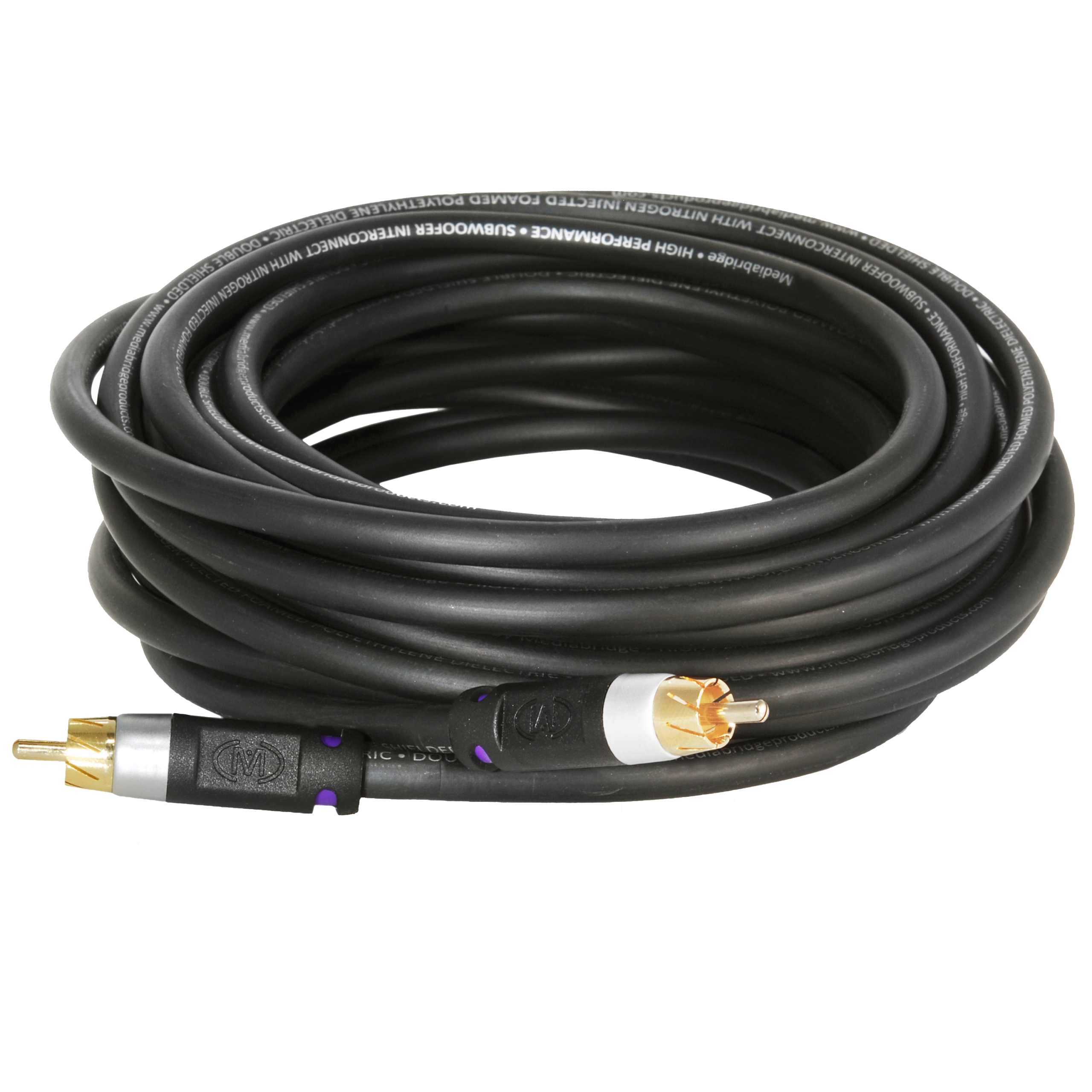 Mediabridge Ultra Series Subwoofer Cable (75 Feet) - Dual Shielded with  Gold Plated RCA to RCA Connectors - Black - (Part# CJ75-6BR-G1)